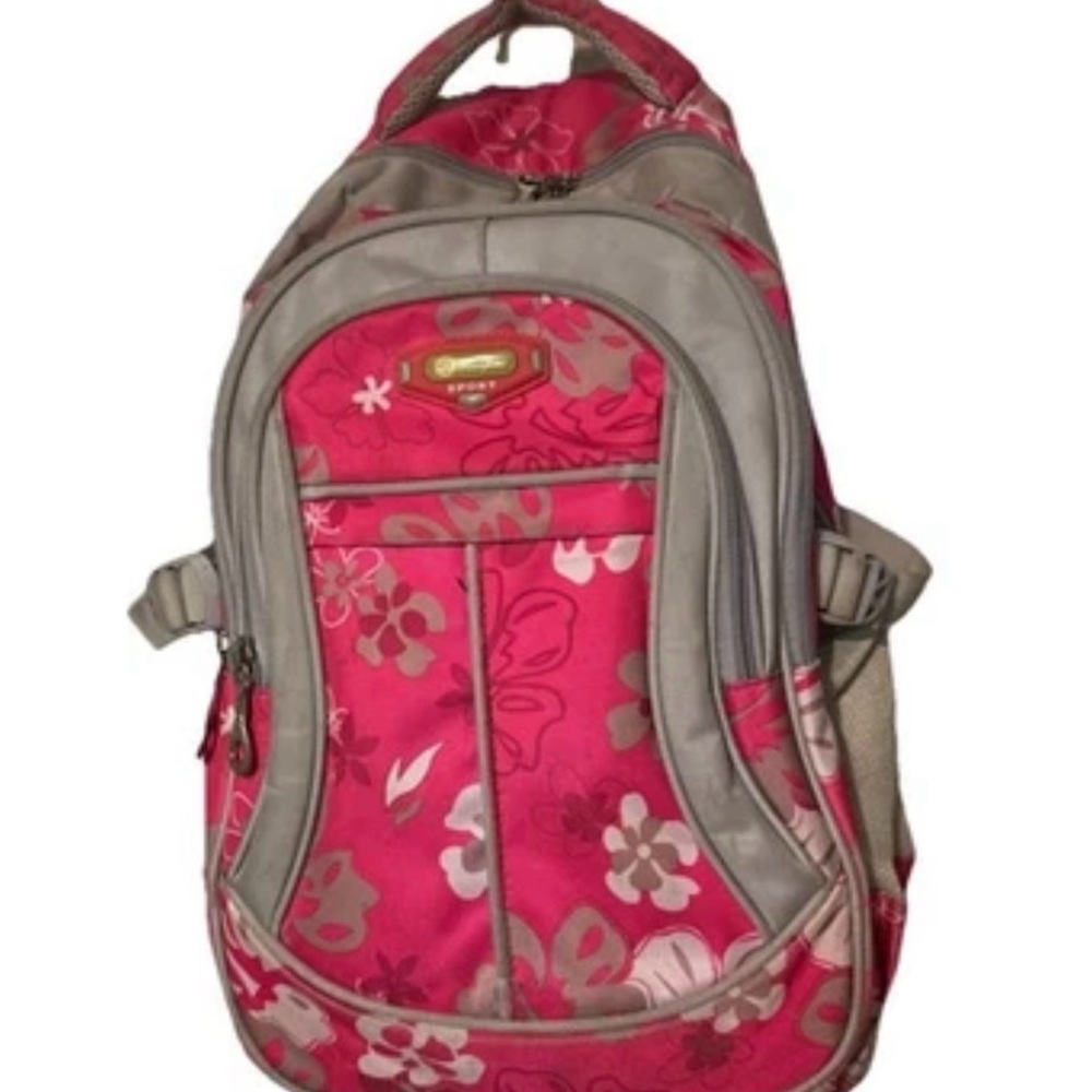 The Ruipai Floral Pink Gray School Backpack
